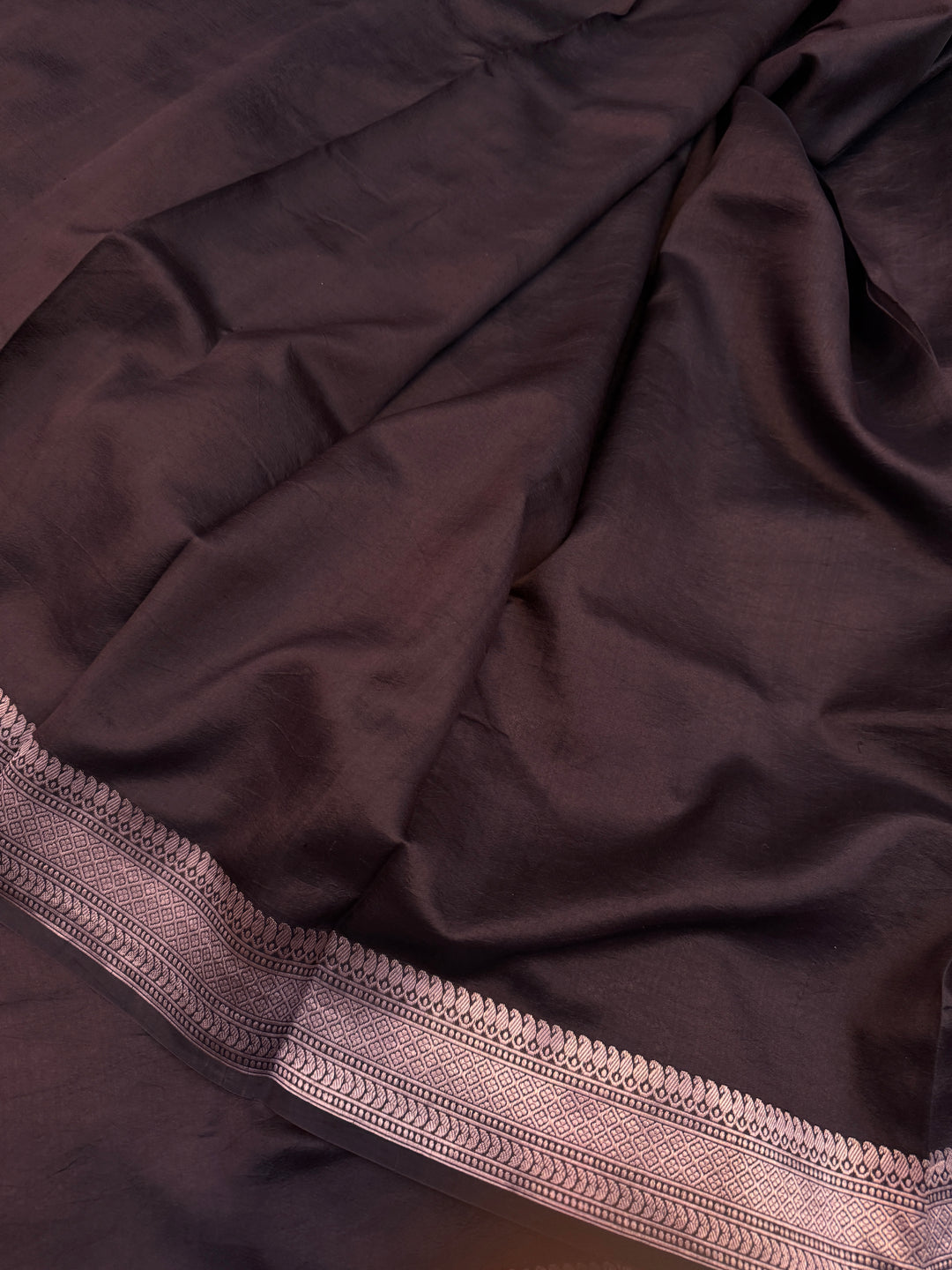 Coffee Brown Pure Silk Handloom Banarasi Saree - AuraBenaras