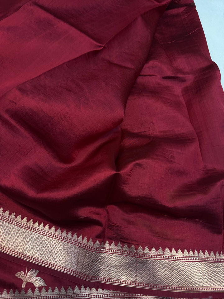 Maroon Pure Banarasi Silk Saree with Kadhwa Meenakari Motifs