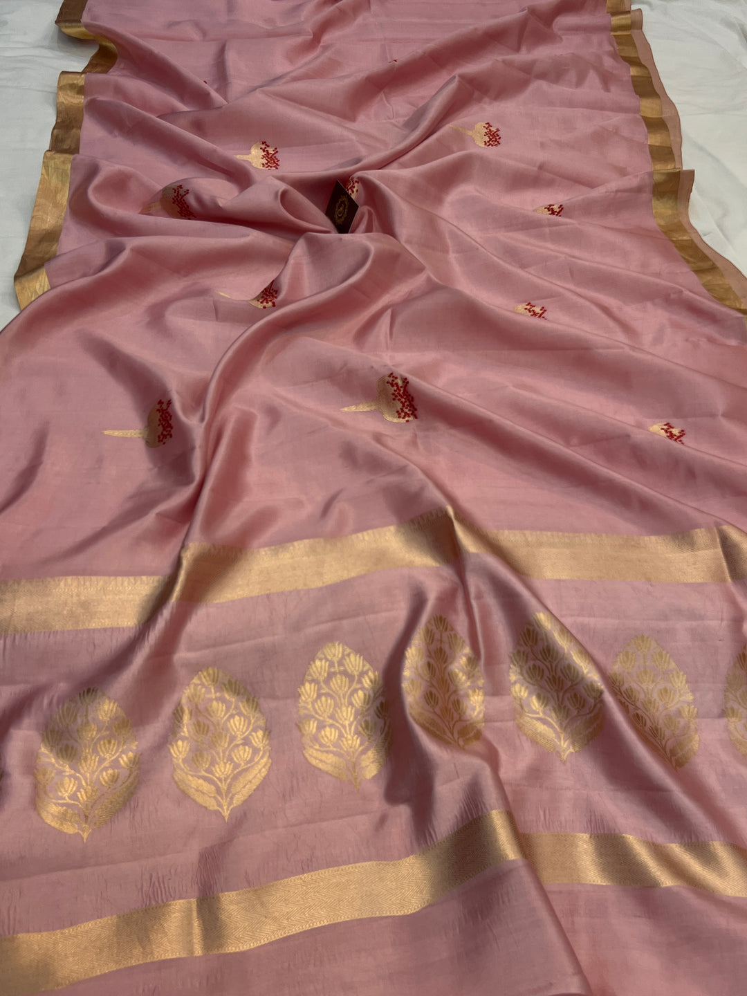 Baby Pink Pure Banarasi Handloom Silk Saree