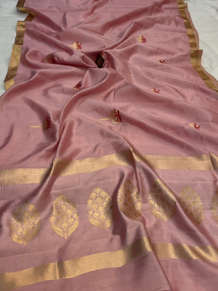 Baby Pink Pure Banarasi Handloom Silk Saree