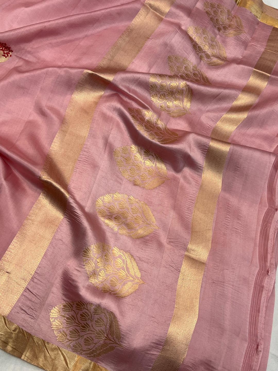 Baby Pink Pure Banarasi Handloom Silk Saree