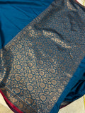 Blue Banarasi Handloom Soft SIlk Saree - Aura Benaras