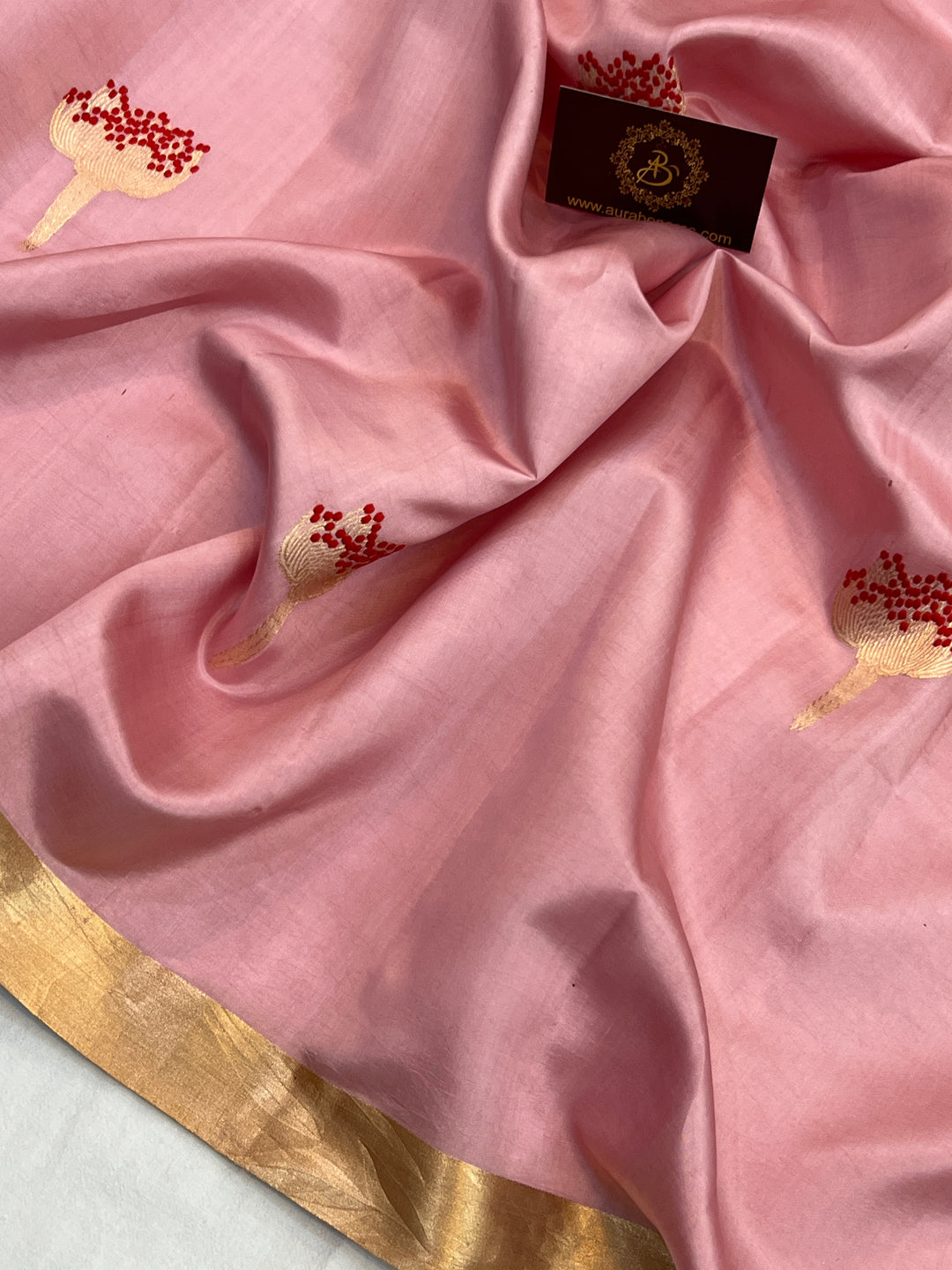 Baby Pink Pure Banarasi Handloom Silk Saree