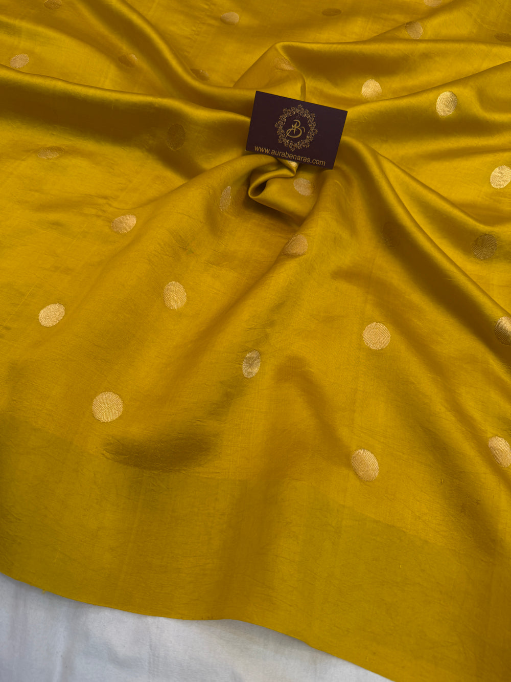 Mustard Yellow Banarasi Silk Saree with Kadhwa Butas