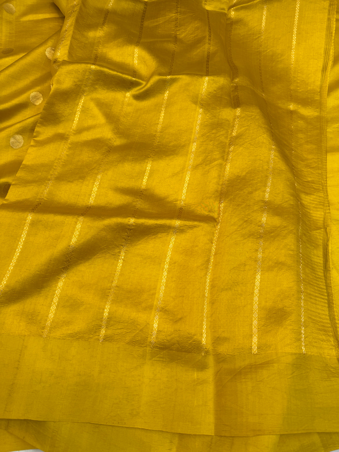 Mustard Yellow Banarasi Silk Saree with Kadhwa Butas