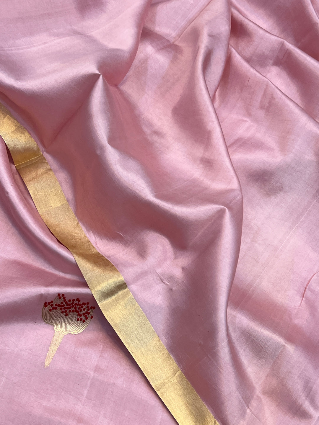 Baby Pink Pure Banarasi Handloom Silk Saree