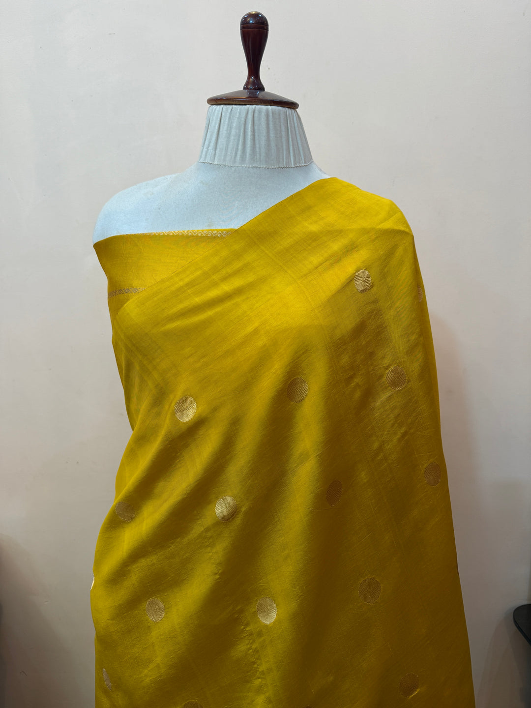 Mustard Yellow Banarasi Silk Saree with Kadhwa Butas