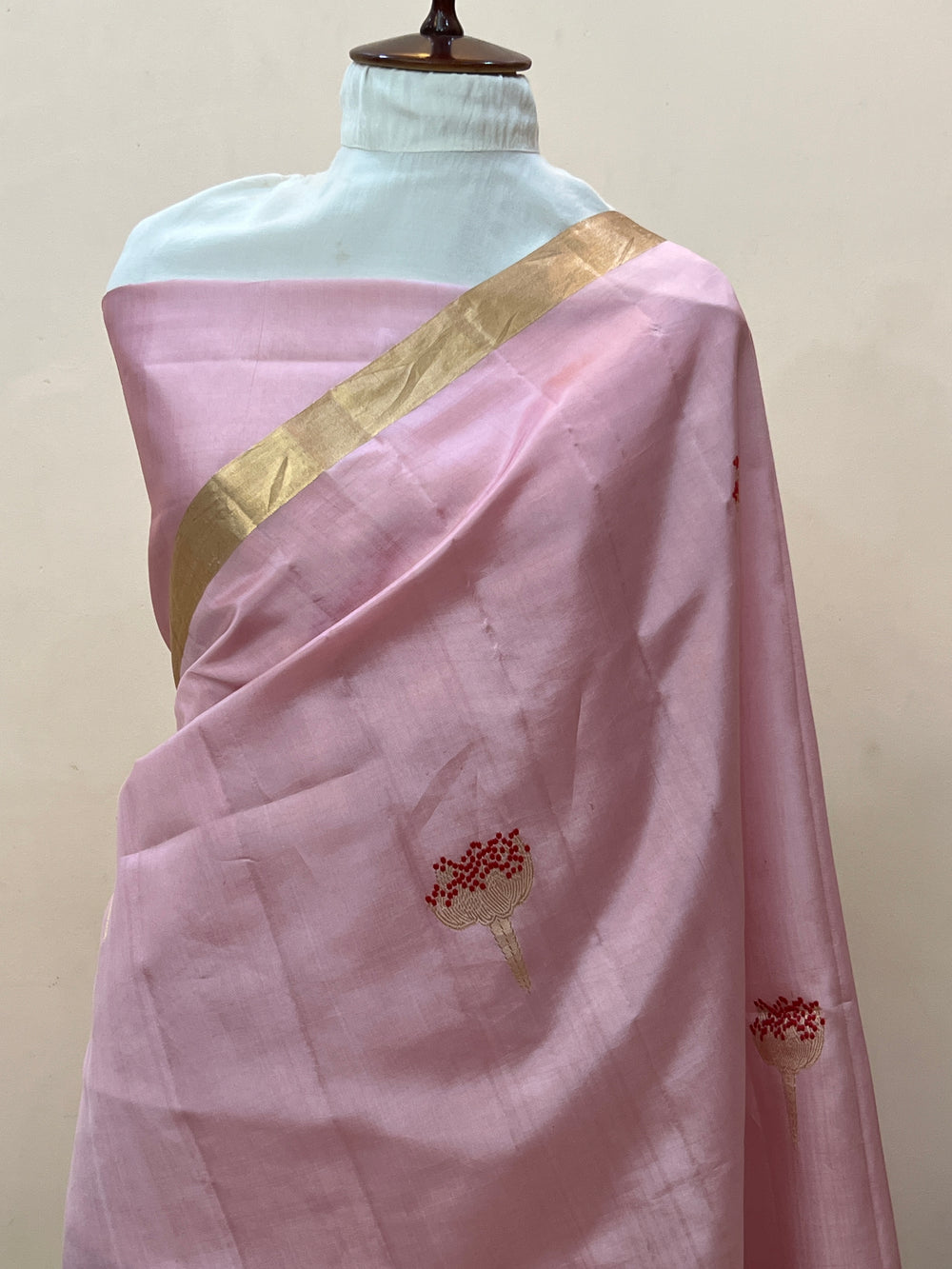 Baby Pink Pure Banarasi Handloom Silk Saree