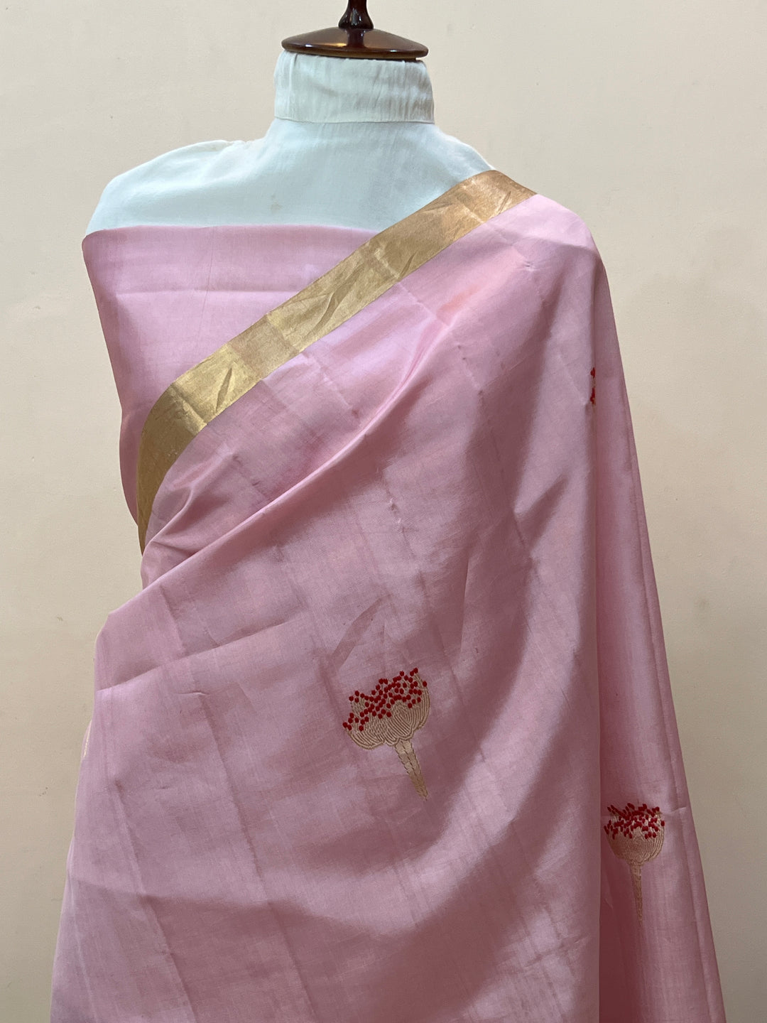 Baby Pink Pure Banarasi Handloom Silk Saree