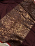 Brown Banarasi Handloom Soft Silk Saree - Aura Benaras