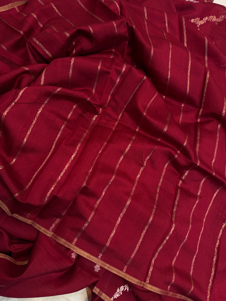 Maroon Pure Chiniya Silk Handloom Banarasi Saree