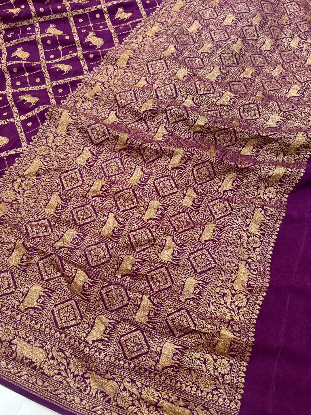 Purple Pure Crepe Silk Handloom Banarasi Saree