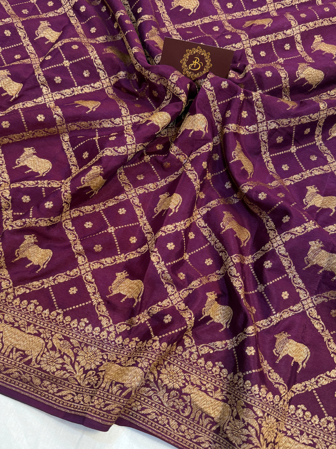 Purple Pure Crepe Silk Handloom Banarasi Saree