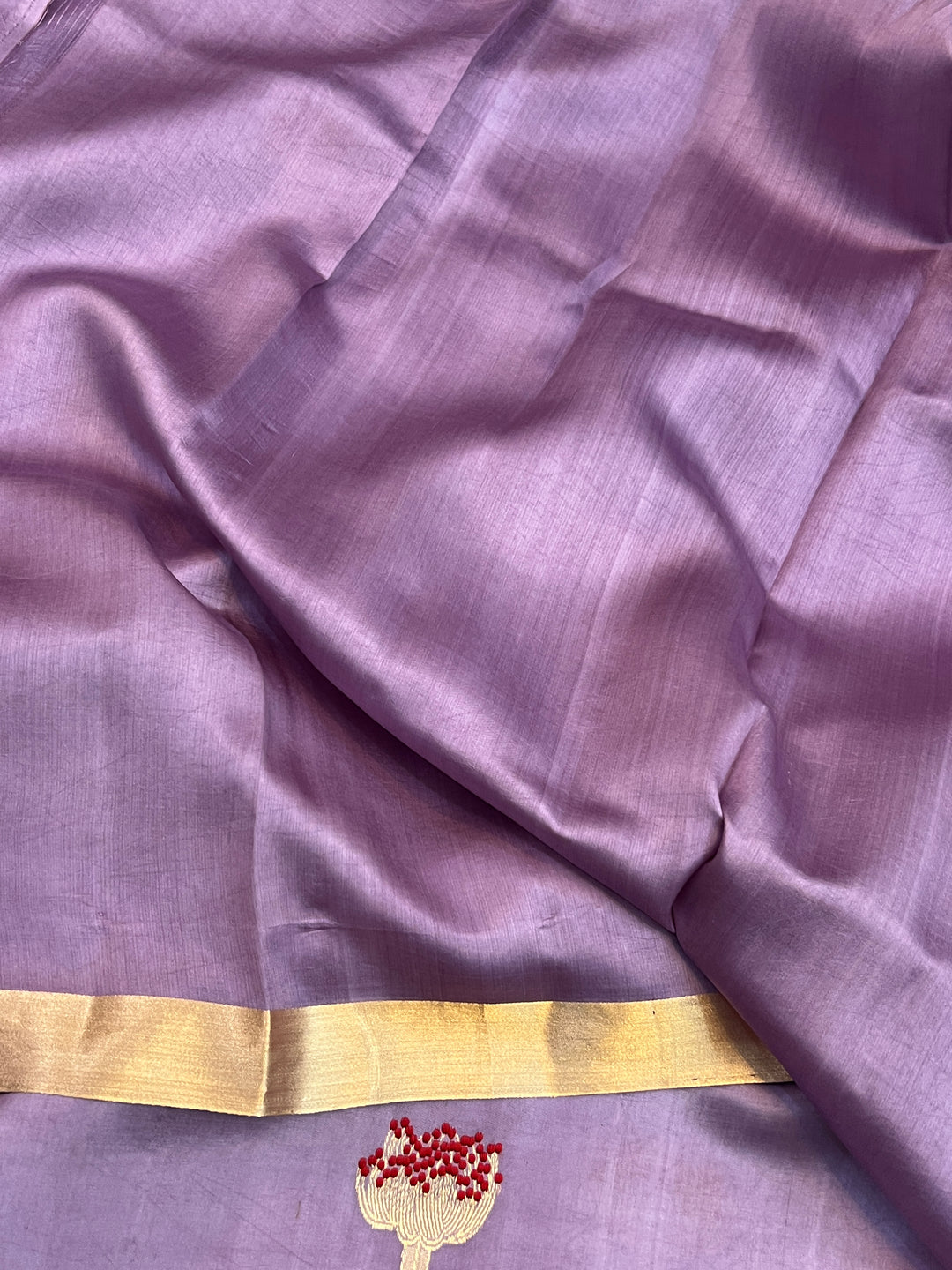 Dusty Lavender Pure Banarasi Handloom Silk Saree