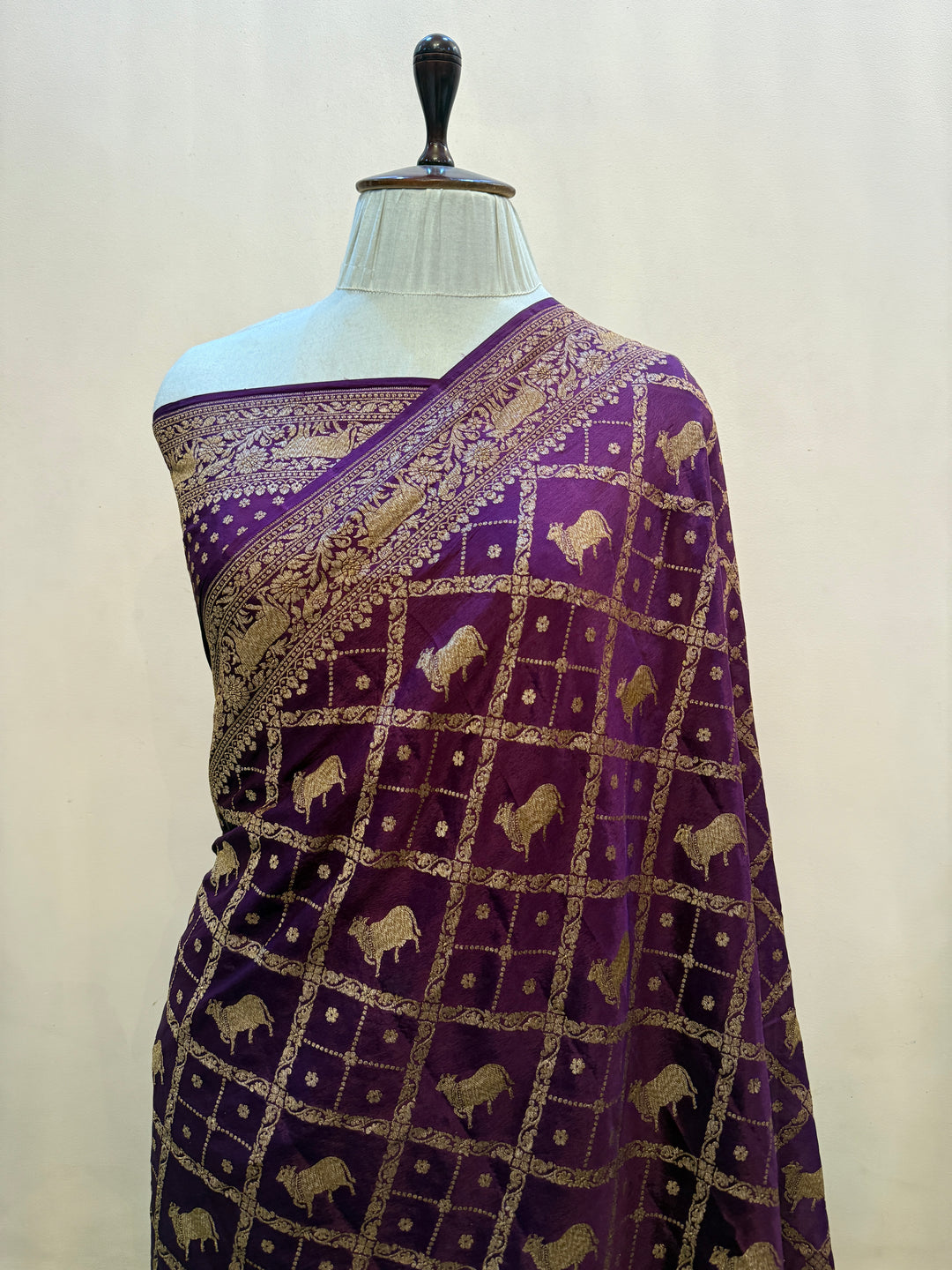 Purple Pure Crepe Silk Handloom Banarasi Saree