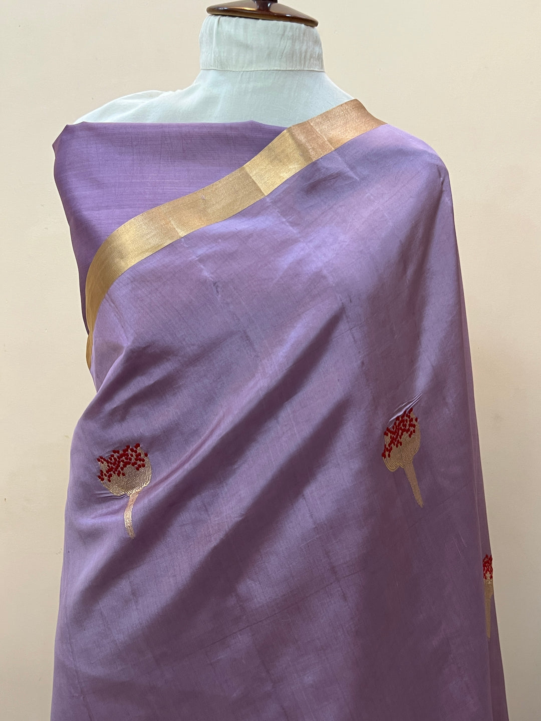 Dusty Lavender Pure Banarasi Handloom Silk Saree