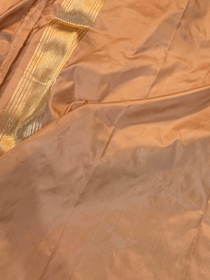 Peach Banarasi Handloom Katan Silk Saree | Aura Benaras