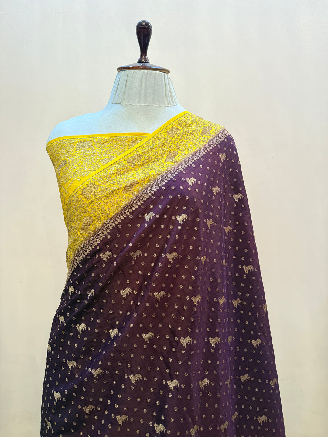 Brown Pure Crepe Silk Handloom Banarasi Saree