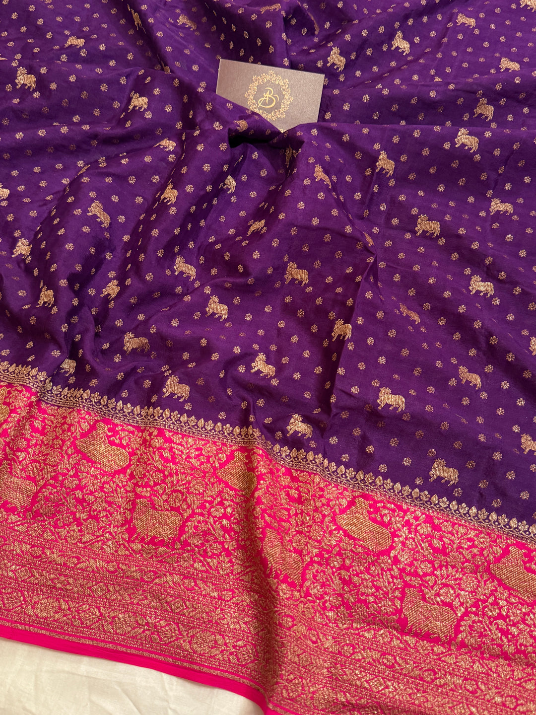 Purple Pure Crepe Silk Handloom Banarasi Saree