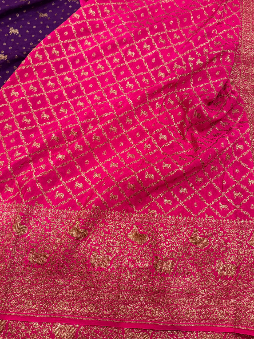 Purple Pure Crepe Silk Handloom Banarasi Saree