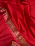 Red Banarasi Handloom Soft Silk Saree - Aura Benaras