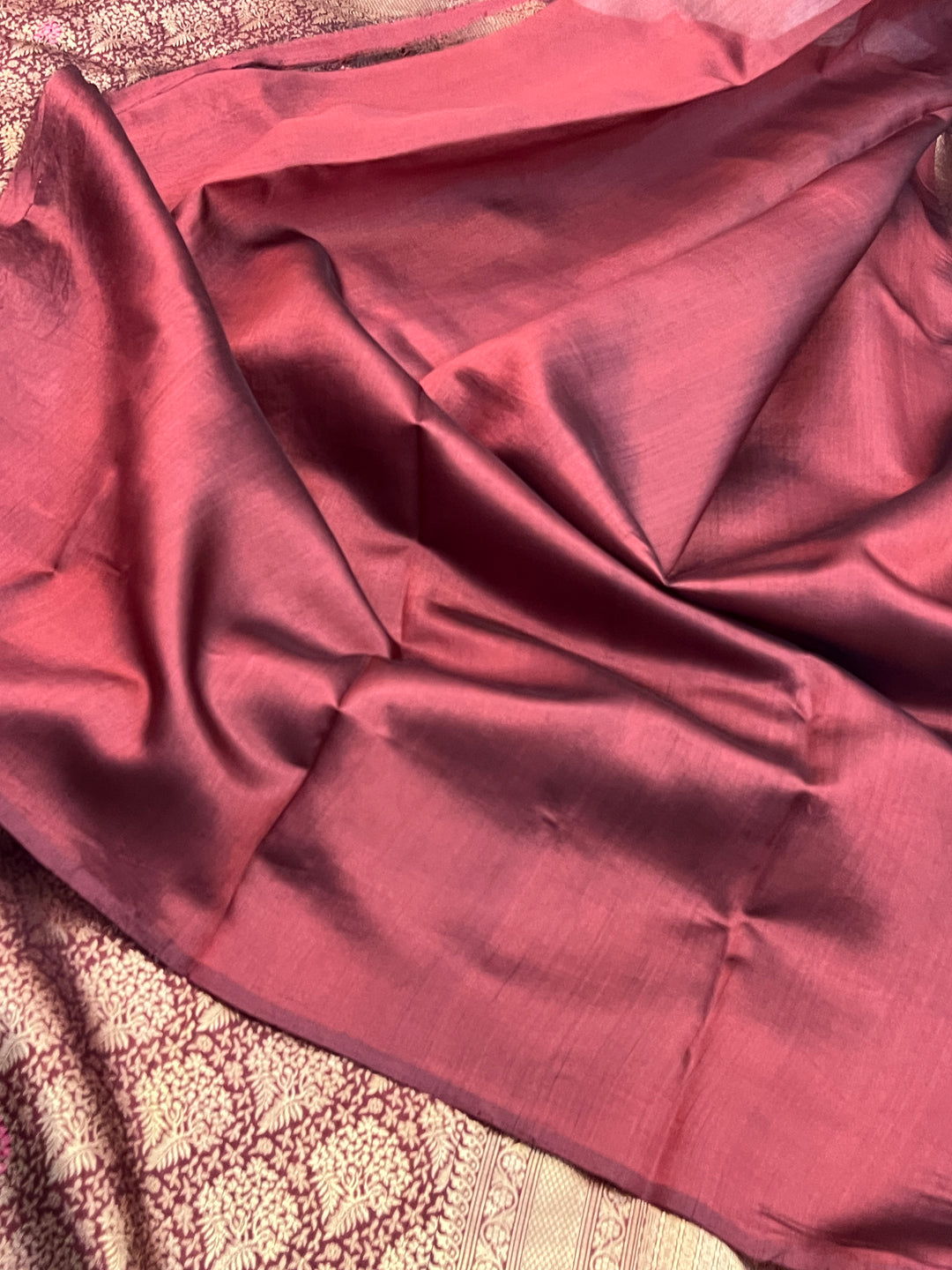 Maroon Pure Katan silk Handloom Banarasi Saree