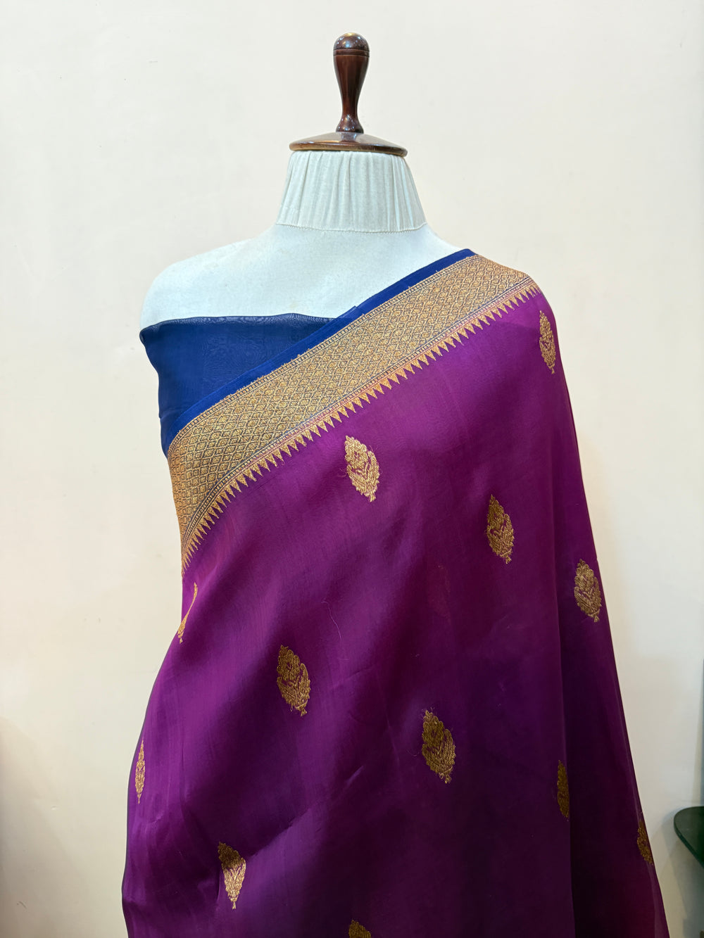 Purple Pure Kora Silk Handloom Banarasi Saree