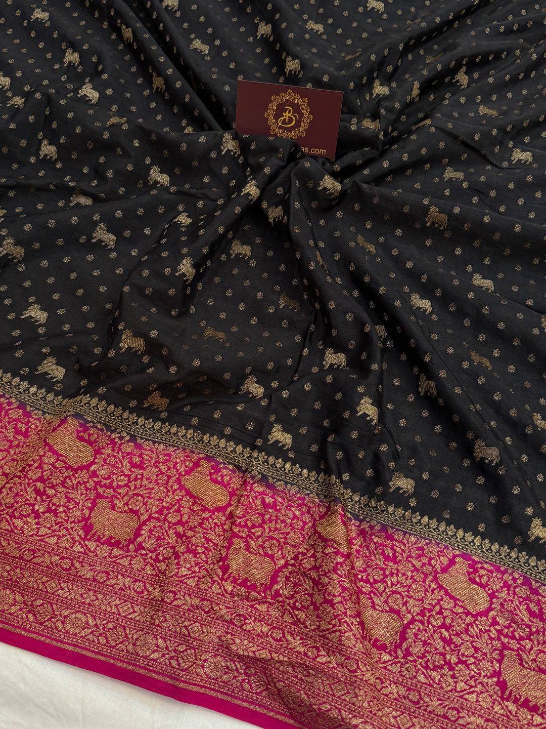 Black Pure Crepe Silk Handloom Banarasi Saree