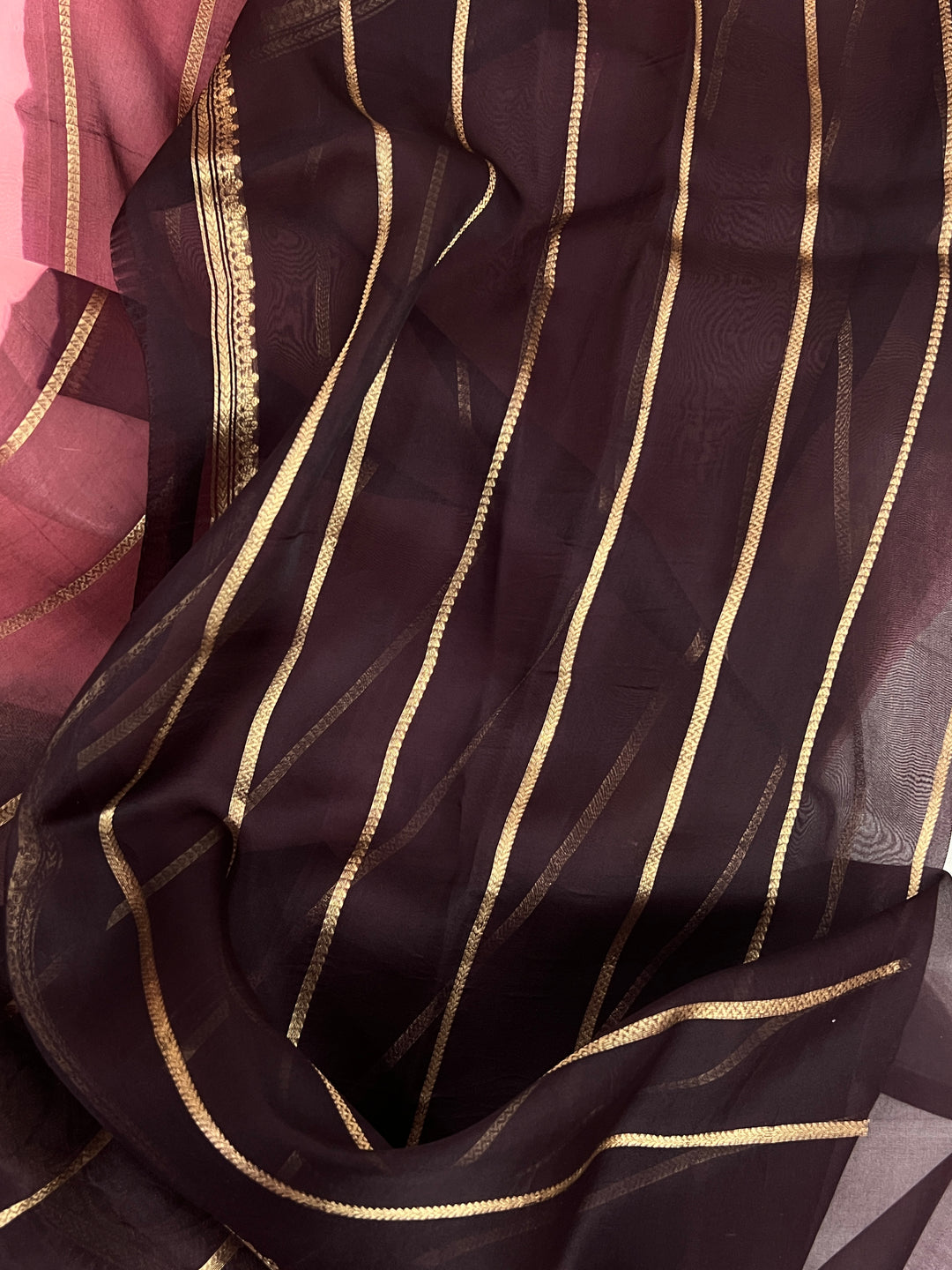 Baby Pink Banarasi Handloom Kora Silk Saree