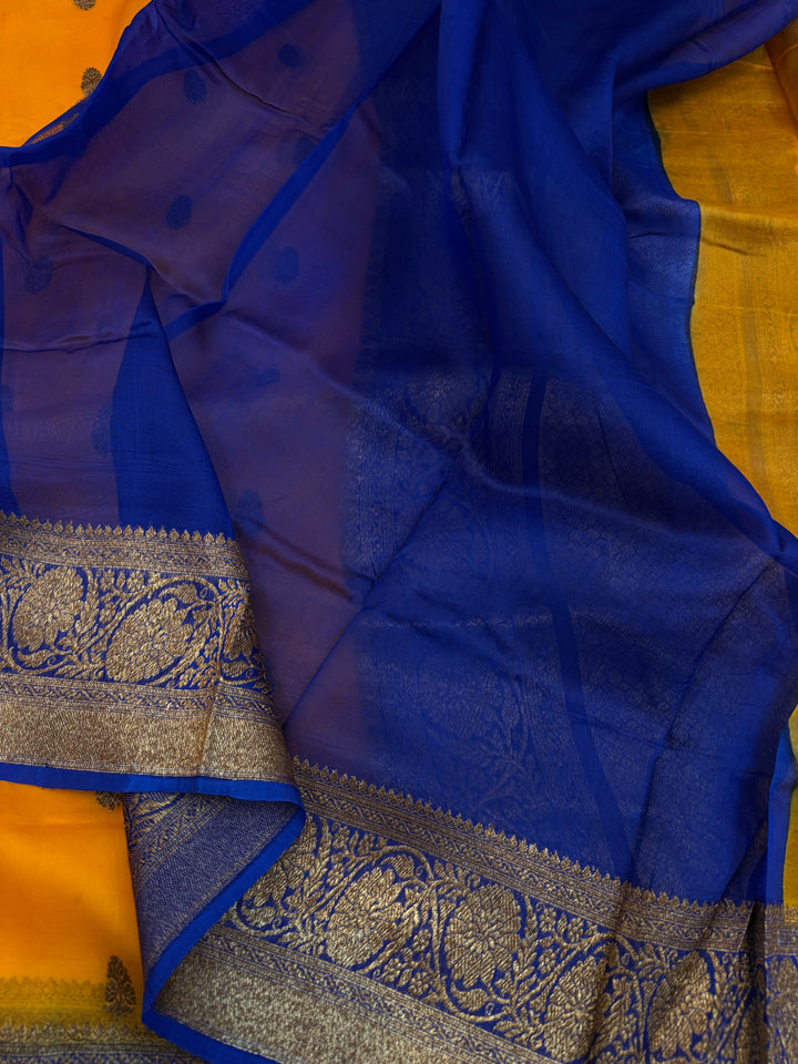 Yellow Pure Kora Silk Handloom Banarasi Saree