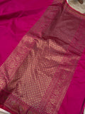 Rani Pink Banarasi Handloom Soft SIlk Saree - Aura Benaras