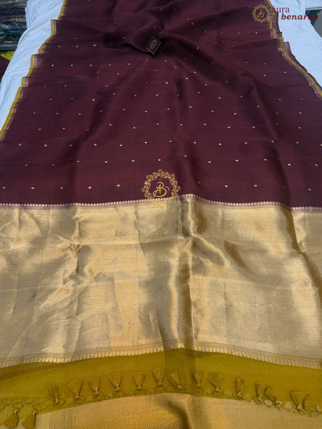 Maroon Pure Kora Silk Handloom Banarasi Saree