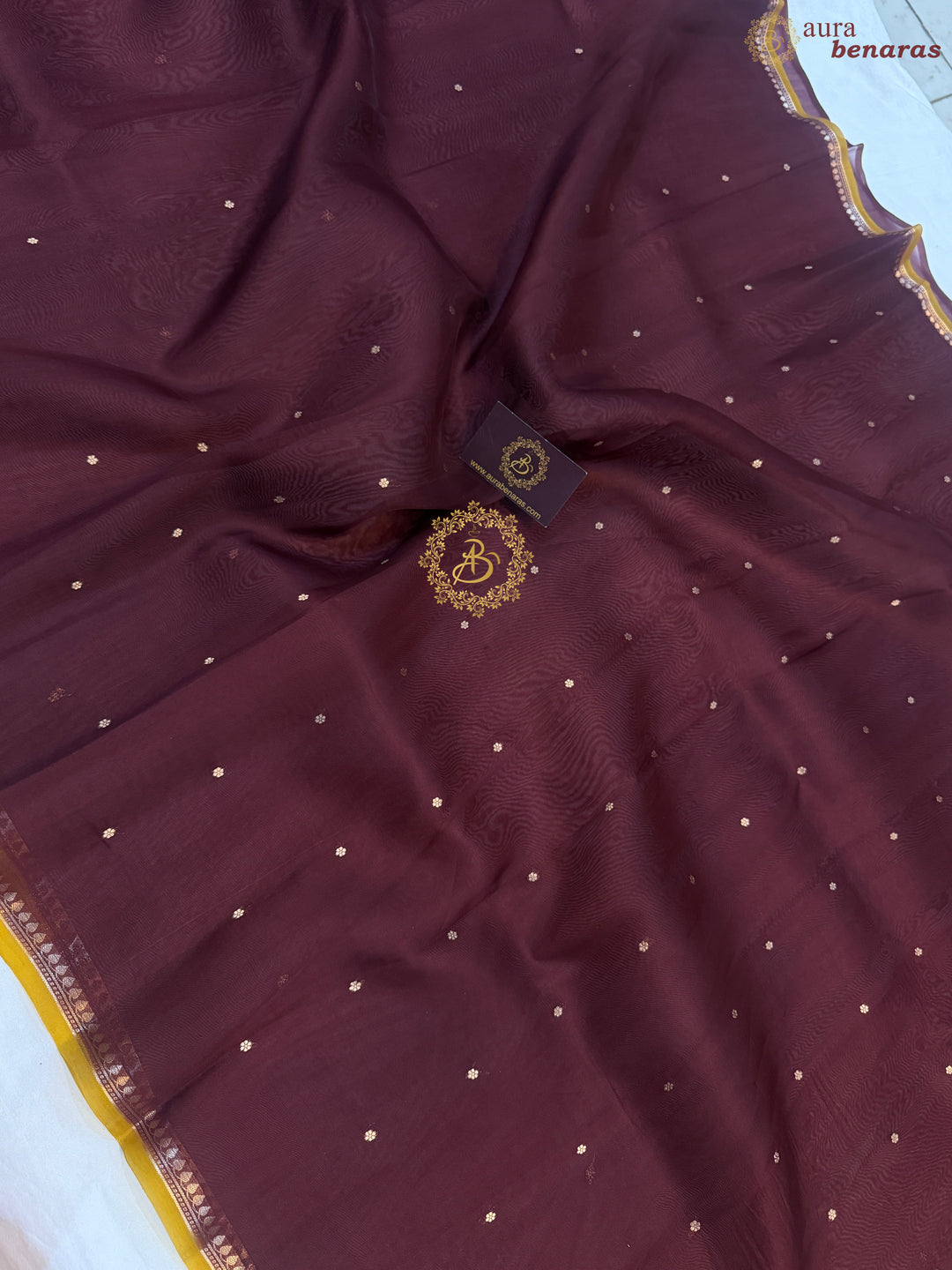 Maroon Pure Kora Silk Handloom Banarasi Saree