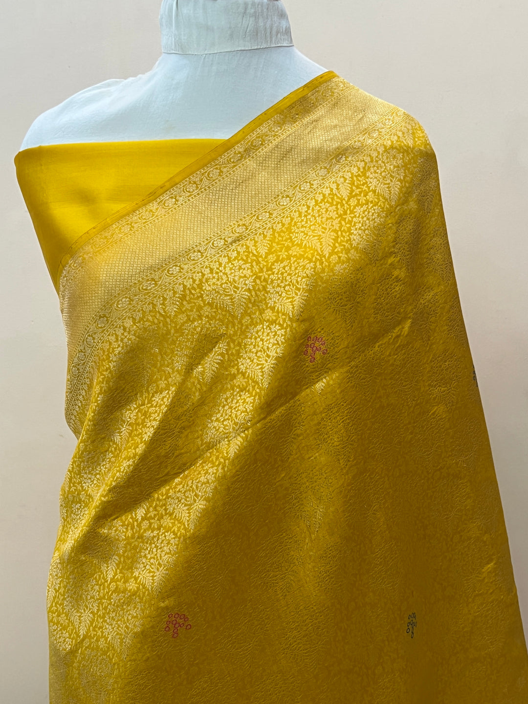 Mustard Yellow Pure Katan silk Handloom Banarasi Saree