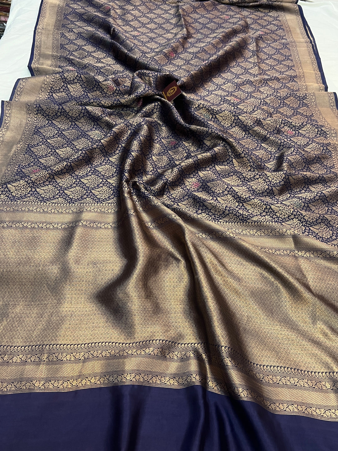 Navy Blue Pure Katan silk Handloom Banarasi Saree