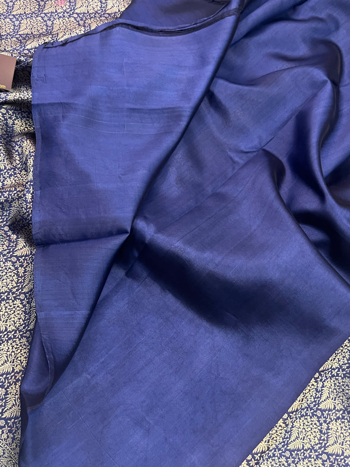 Navy Blue Pure Katan silk Handloom Banarasi Saree