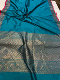 Rama Green Banarasi Handloom Soft Silk Saree