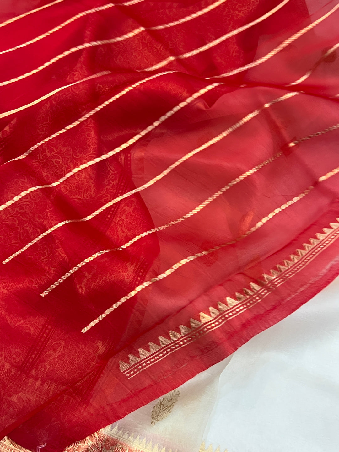 Cream Banarasi Handloom Kora Silk Saree