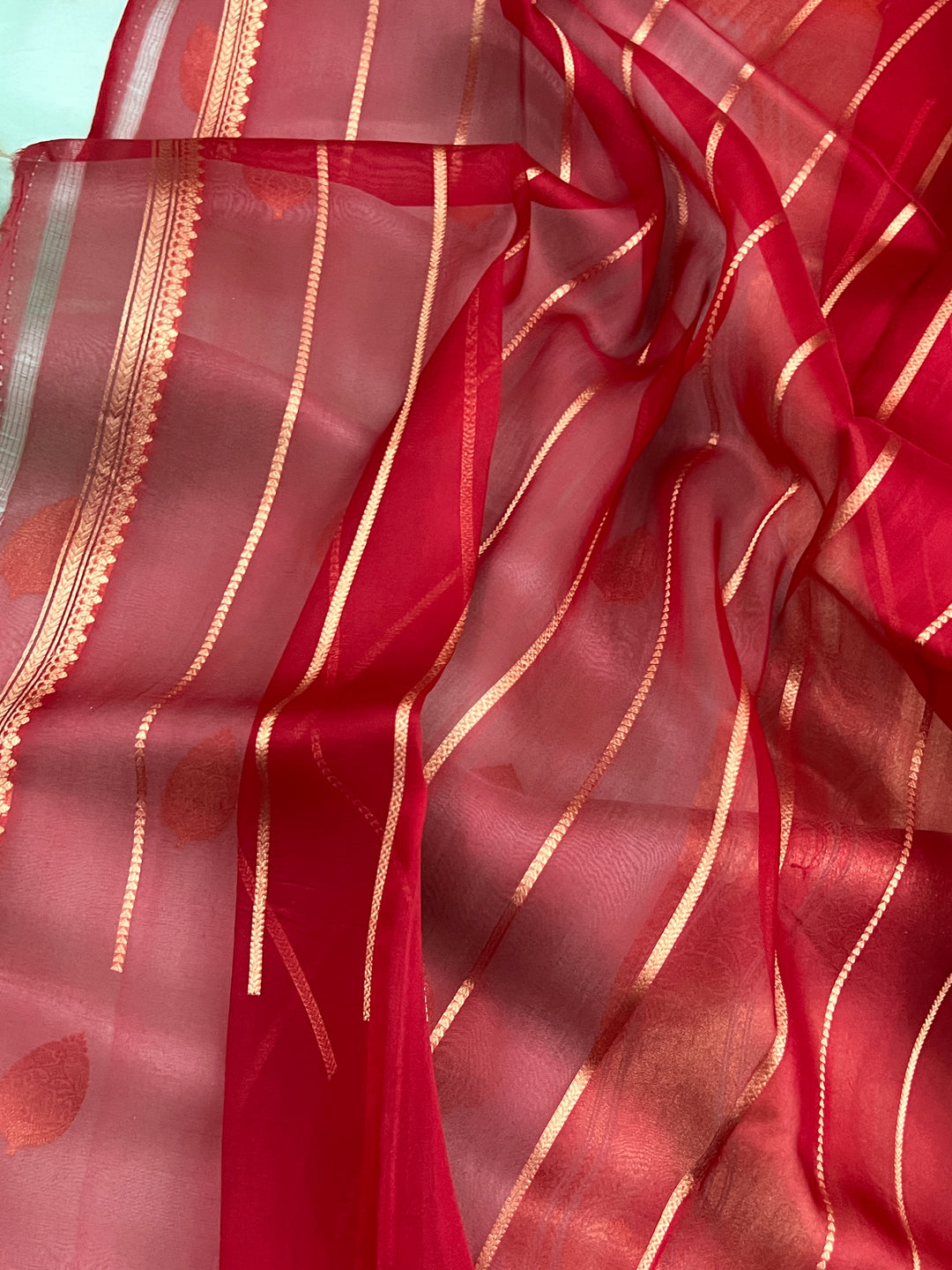 Mint Green Banarasi Handloom Kora Silk Saree