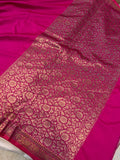 Rani Pink Banarasi Handloom Soft Silk Saree - Aura Benaras