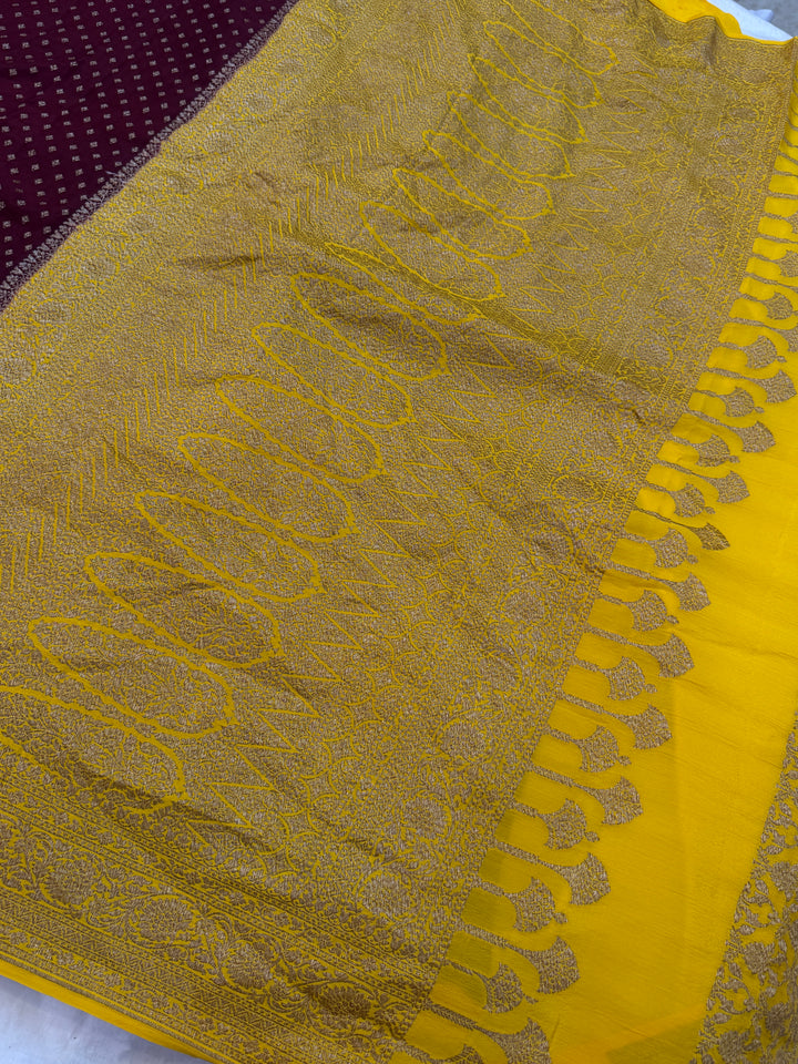 Brown Pure Crepe Silk Handloom Banarasi Saree