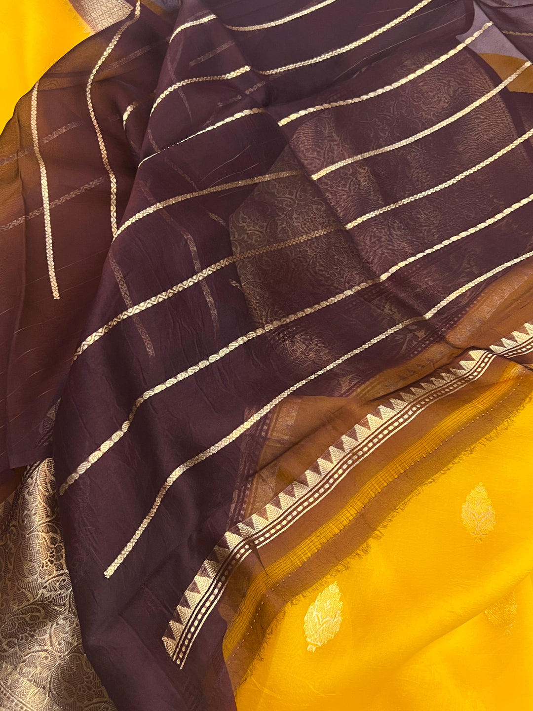 Yellow Banarasi Handloom Kora Silk Saree