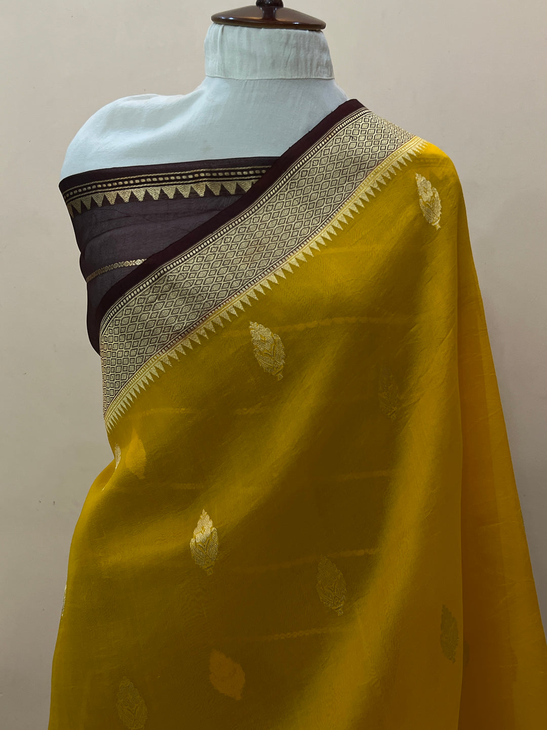 Yellow Banarasi Handloom Kora Silk Saree