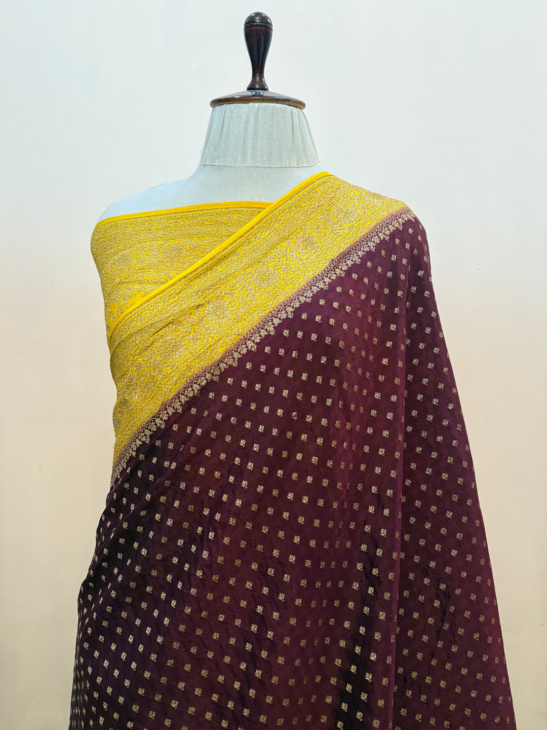 Brown Pure Crepe Silk Handloom Banarasi Saree