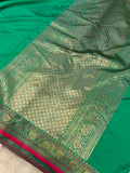 Sea Green Banarasi Handloom Soft Silk Saree - Aura Benaras