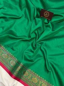 Sea Green Banarasi Handloom Soft Silk Saree - Aura Benaras