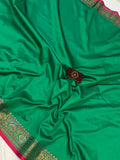 Sea Green Banarasi Handloom Soft Silk Saree - Aura Benaras