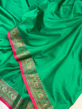 Sea Green Banarasi Handloom Soft Silk Saree - Aura Benaras