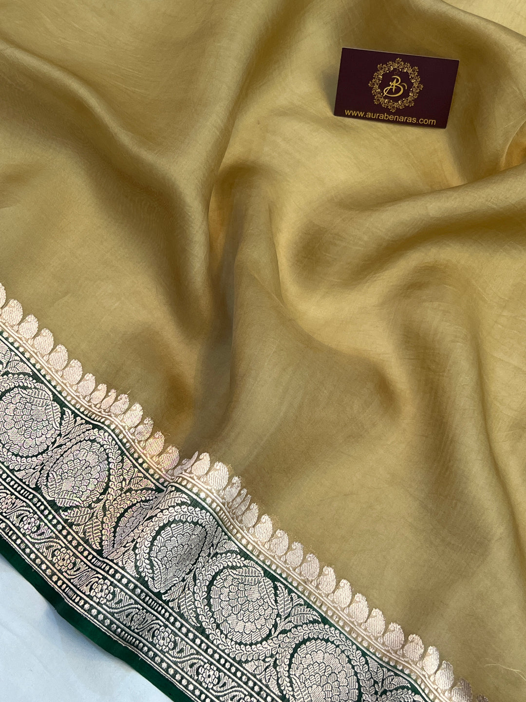 Beige Banarasi Handloom Kora Silk Saree
