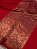 Red Banarasi Handloom Soft SIlk Saree - Aura Benaras